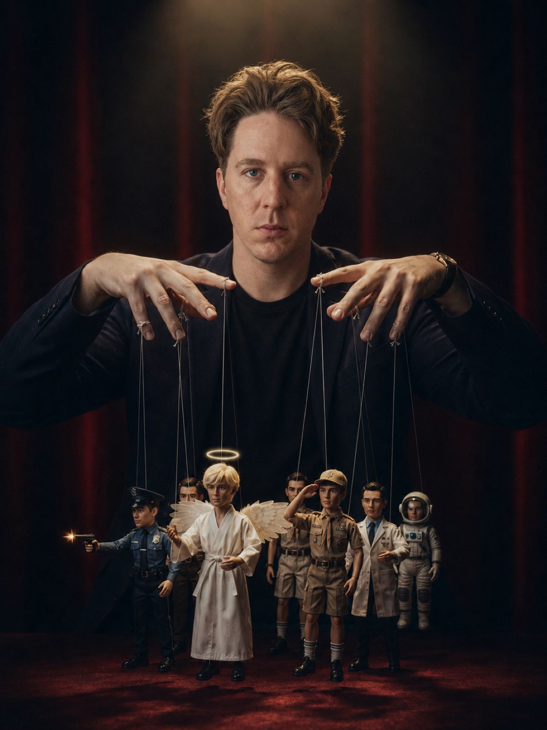 Fronk holding the strings of his cast